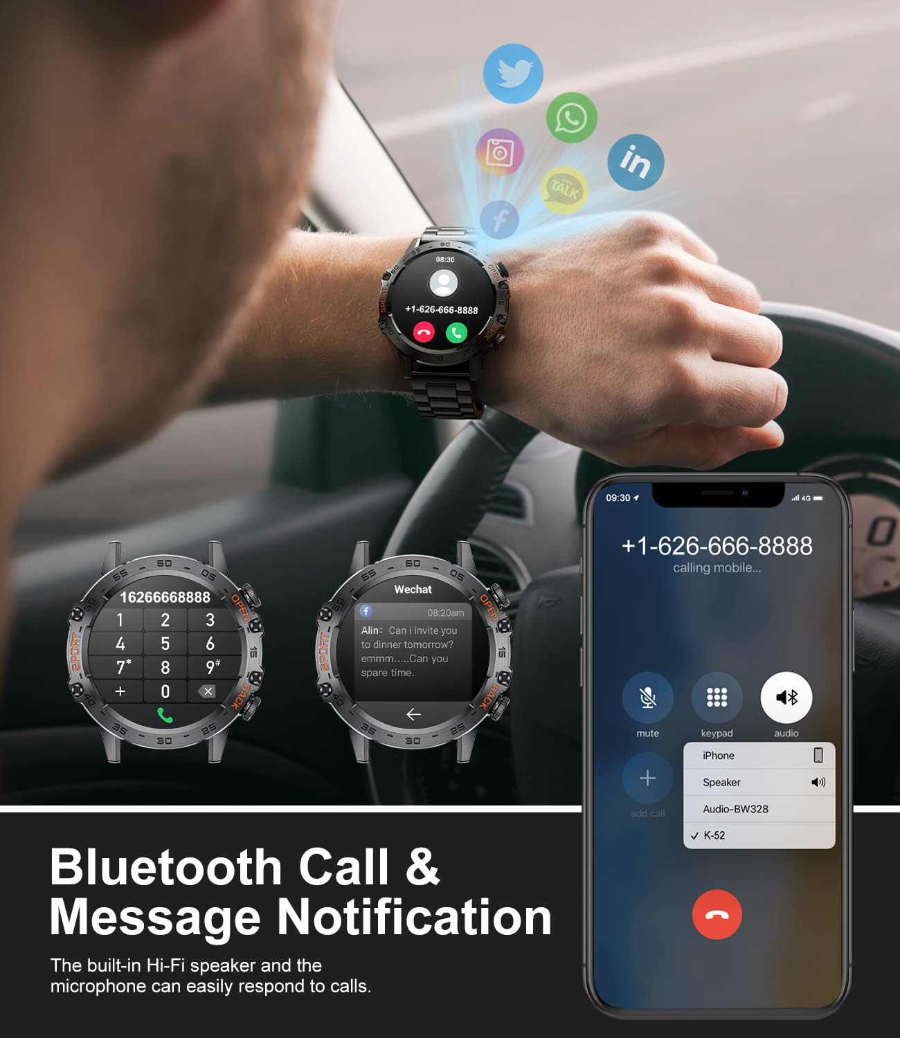 Military Smart Watch For Men(Answer/Dial Calls),1.39 ' 'Hd Touchscreen,100 Sports Modes, 5Atm Waterproof Fitness Watch,With Bloo